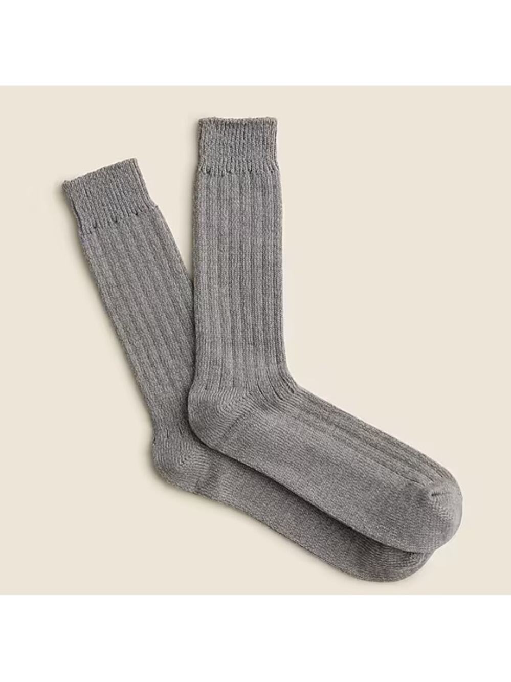 J.Crew Ribbed Cotton Blend Socks Men One Size Grayish Brown Lightweight Mid Calf